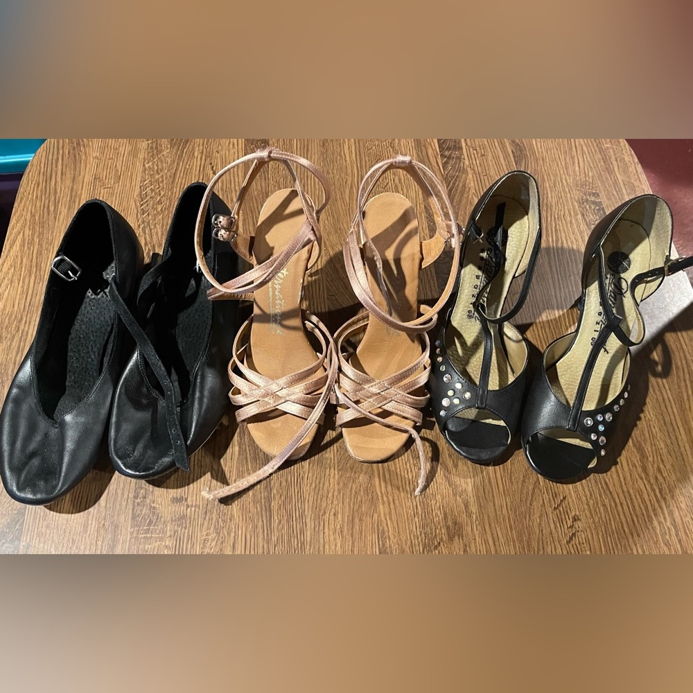 3 pairs of ballroom dancing heels
